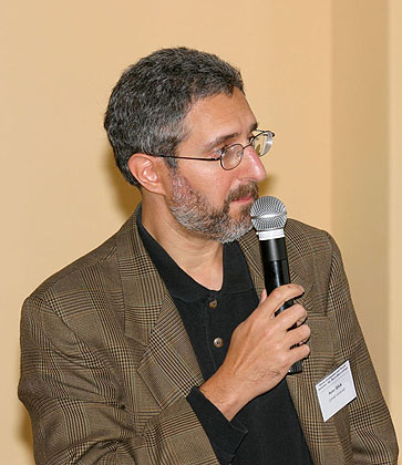 SAGA researcher Peter Glick comments on a presentation at the 2004 DPRU Conference.