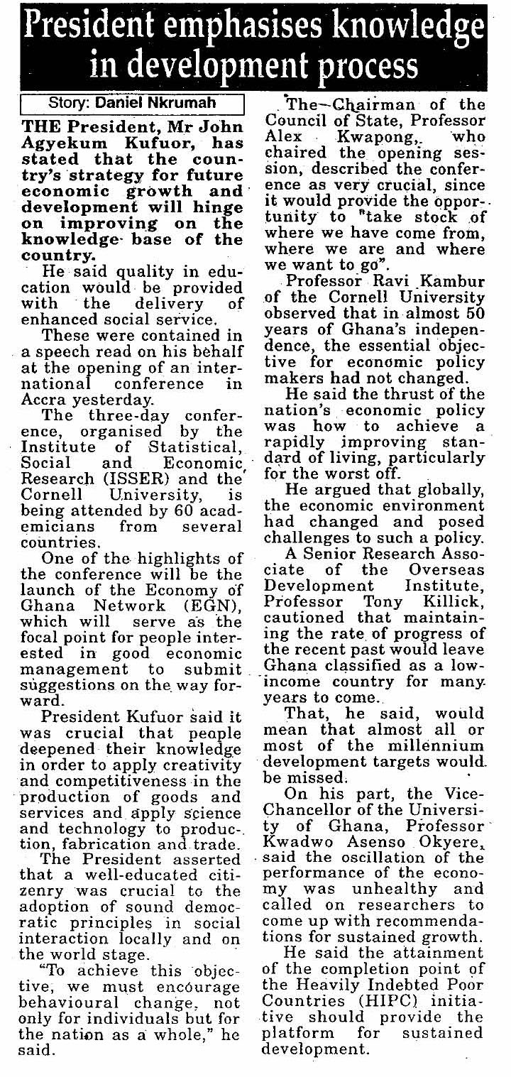 Conference on Ghana at the Half Century - Report from the Daily Graphic